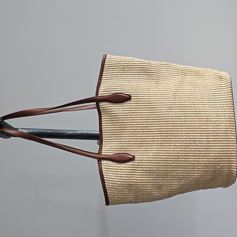 Madewell The Leather-Trimmed Straw Tote In Rustic Twig Multi - Picture 2 of 15